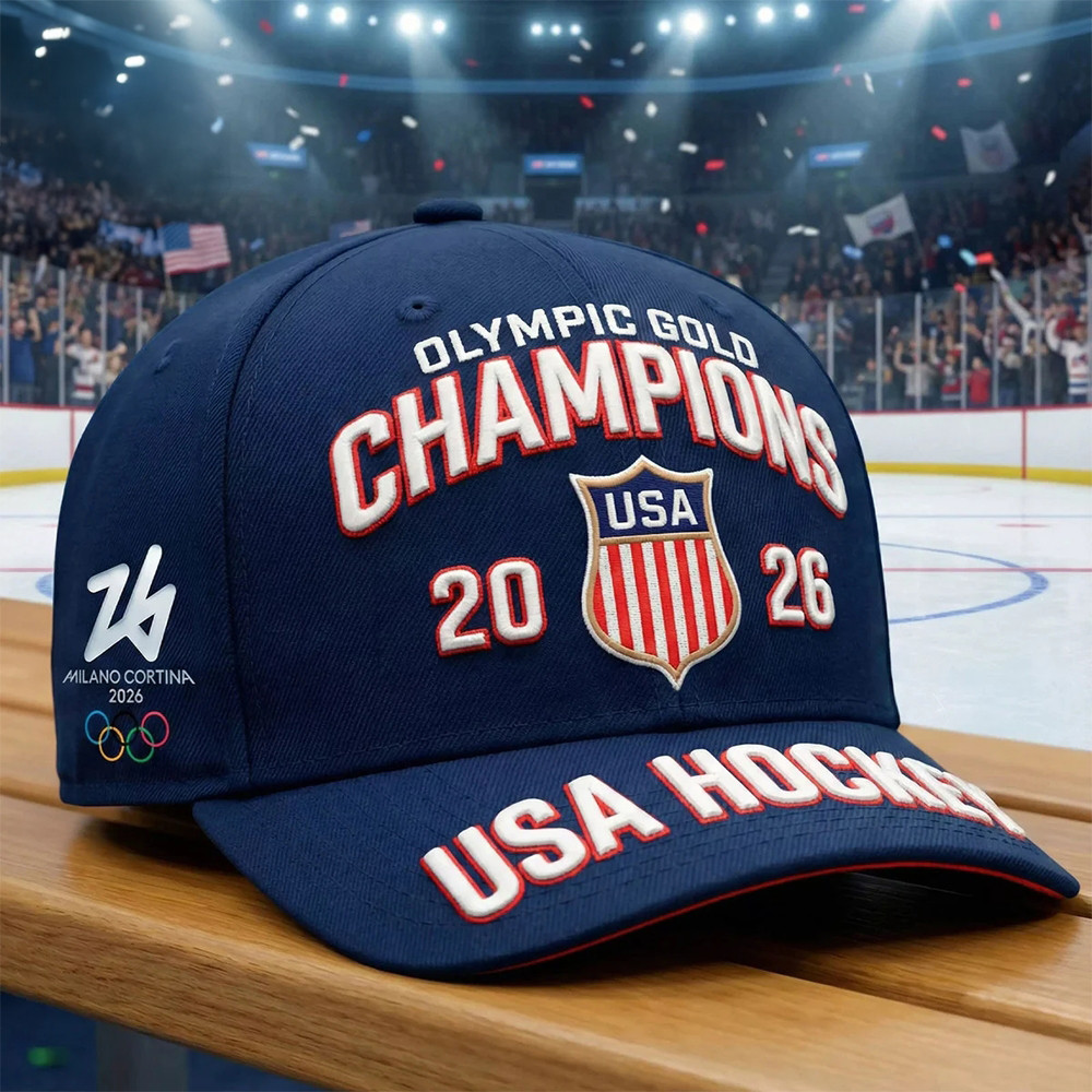 Team Usa Hockey 2026 Olympic Gold Milano Cortina Champions Hat USA Hockey Gold Baseball Cap