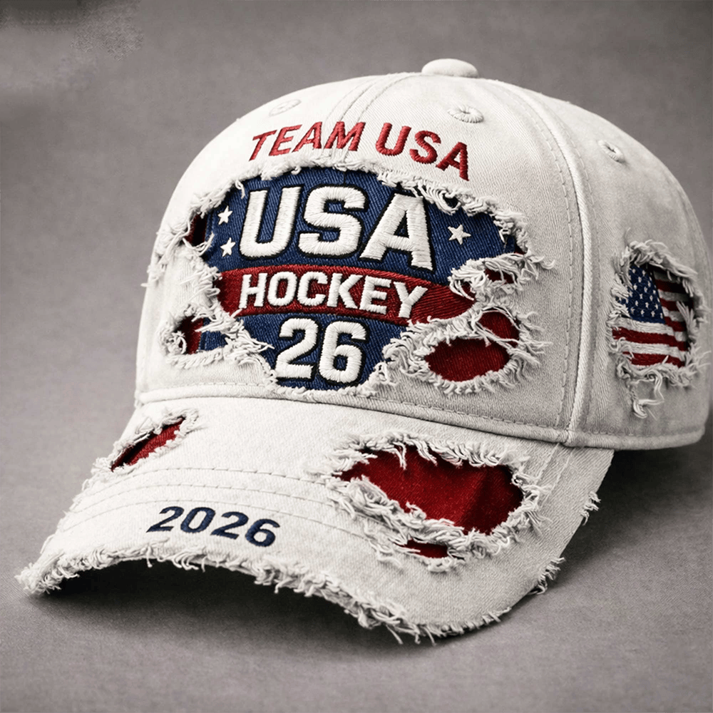 Team USA Hockey 2026 Vintage Hat USA Hockey Gold Medal Baseball Cap Gift Idea For Fan Team USA Hockey 2026 Vintage Hat USA Hockey Gold Medal Baseball Cap Gift Idea For Fan - Image 1