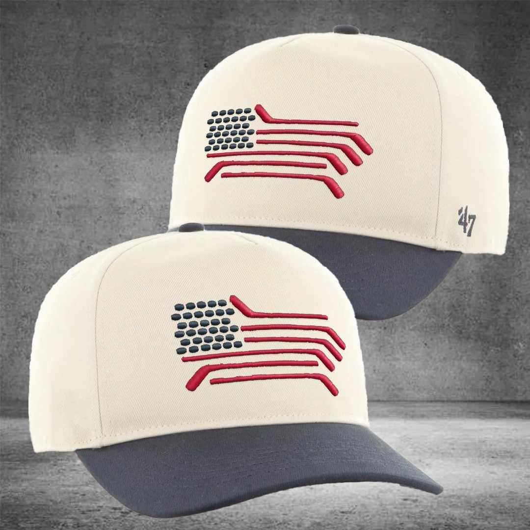 Team USA Hockey Merch Spittin Chiclets 47 Hockey Flag Snapback Hat Dad Gift Team USA Hockey Merch Spittin Chiclets 47 Hockey Flag Snapback Hat Dad Gift - Image 1