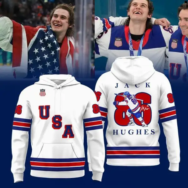 Team USA Hockey x Jack Hughes 2026 Hoodie United States Men's Hockey Clothes Gift For Him
