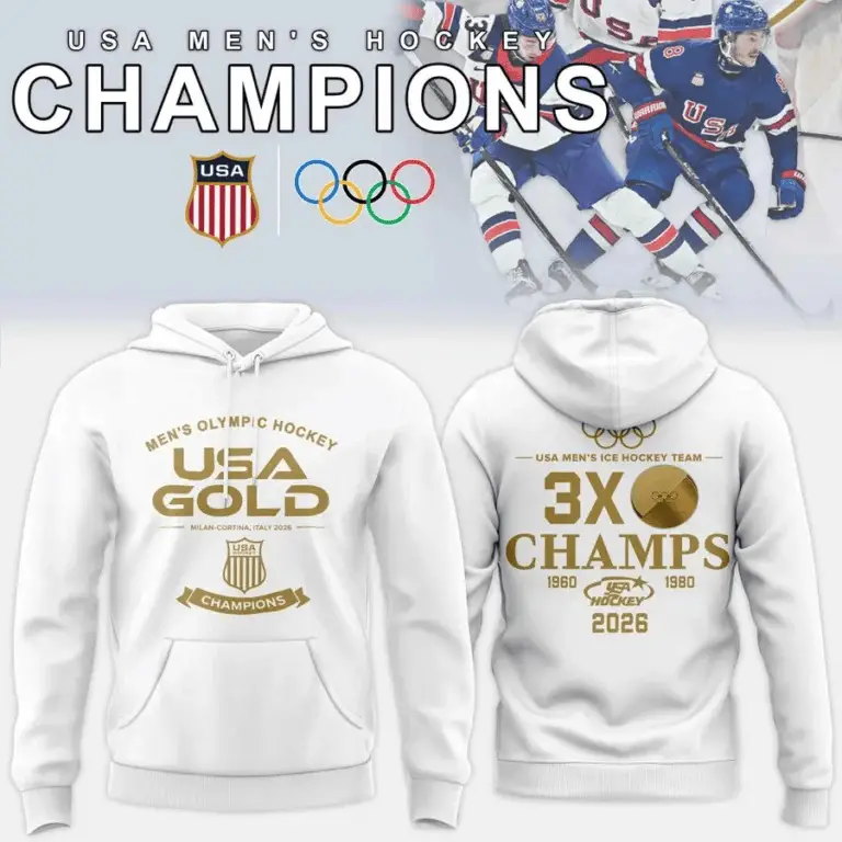 Team USA Men's Ice Hockey Gold Medal Hoodie Winter Olympic 2026 Merch Clothes Gear Gifts