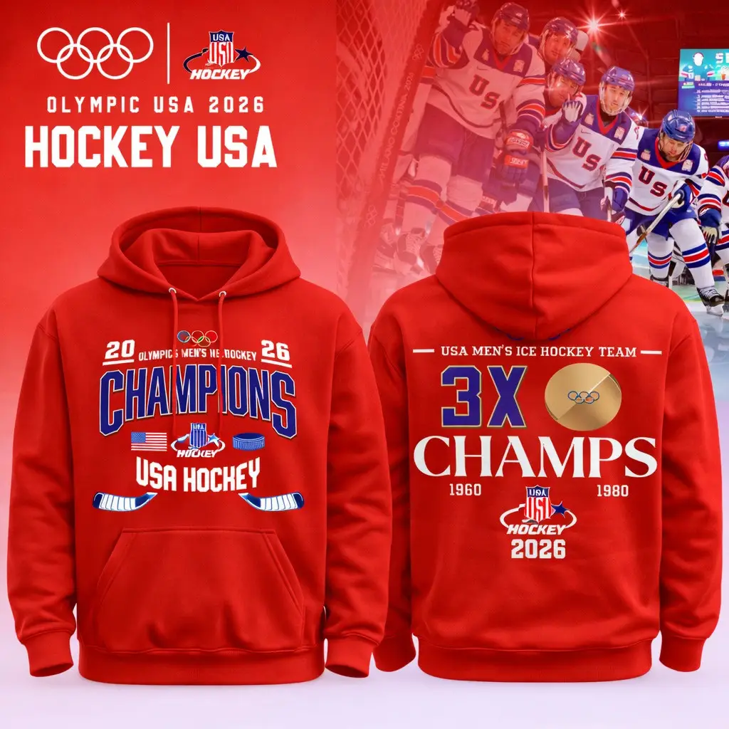 Team USA Men's Ice Hockey Hoodie Gold Medal Merch Olympics Hoodie USA Hockey Merch For Sale