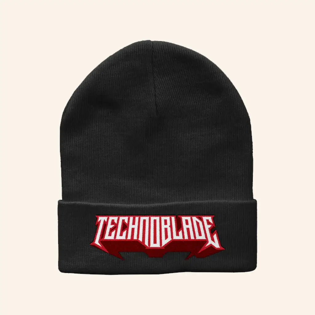 Technoblade Merch Black Wordmark Beanie Best Birthday Gift For Son - WearandDecor