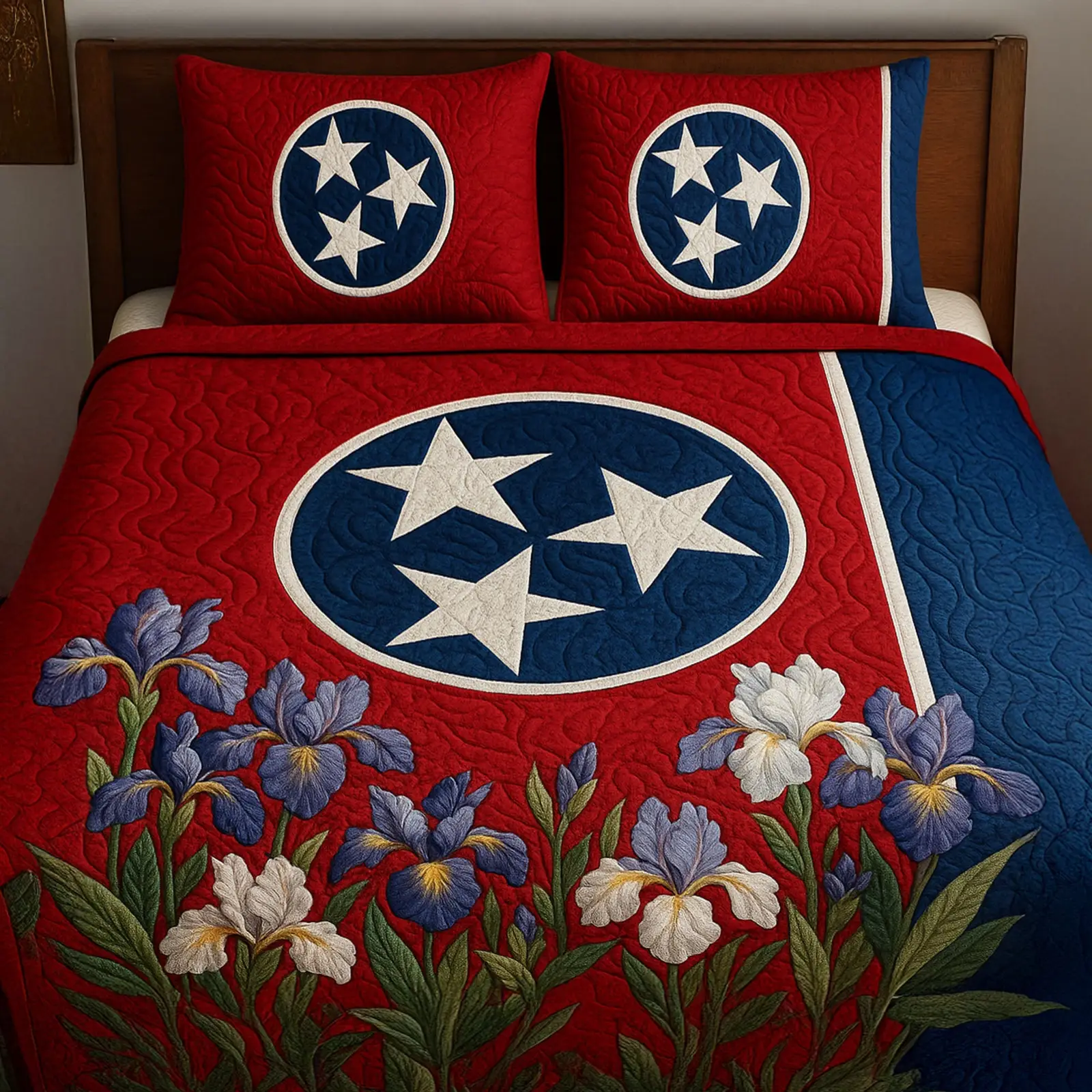 Tennessee Blossom  Quilted Bedding Set  King Size Duvet Cover 4Th Of July Themed Gifts