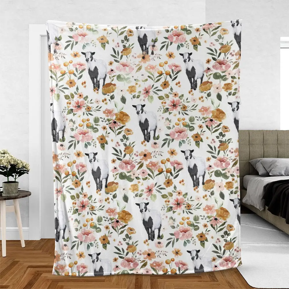 Tennessee Fainting Goat Floral Pattern Blanket Farm Blanket Unique Gifts For Farmers