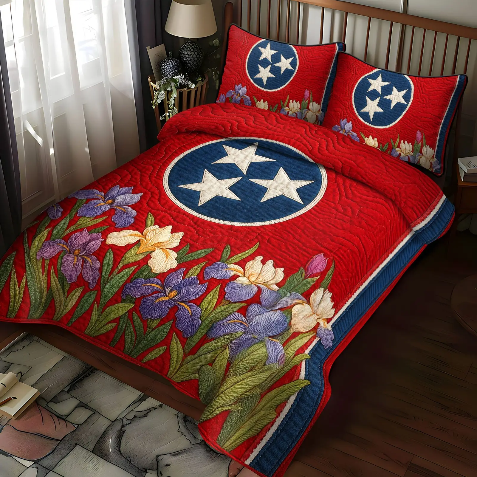 Tennessee Petals  Quilted Bedding Set  Bed Sheet Set Fourth Of July Birthday Presents