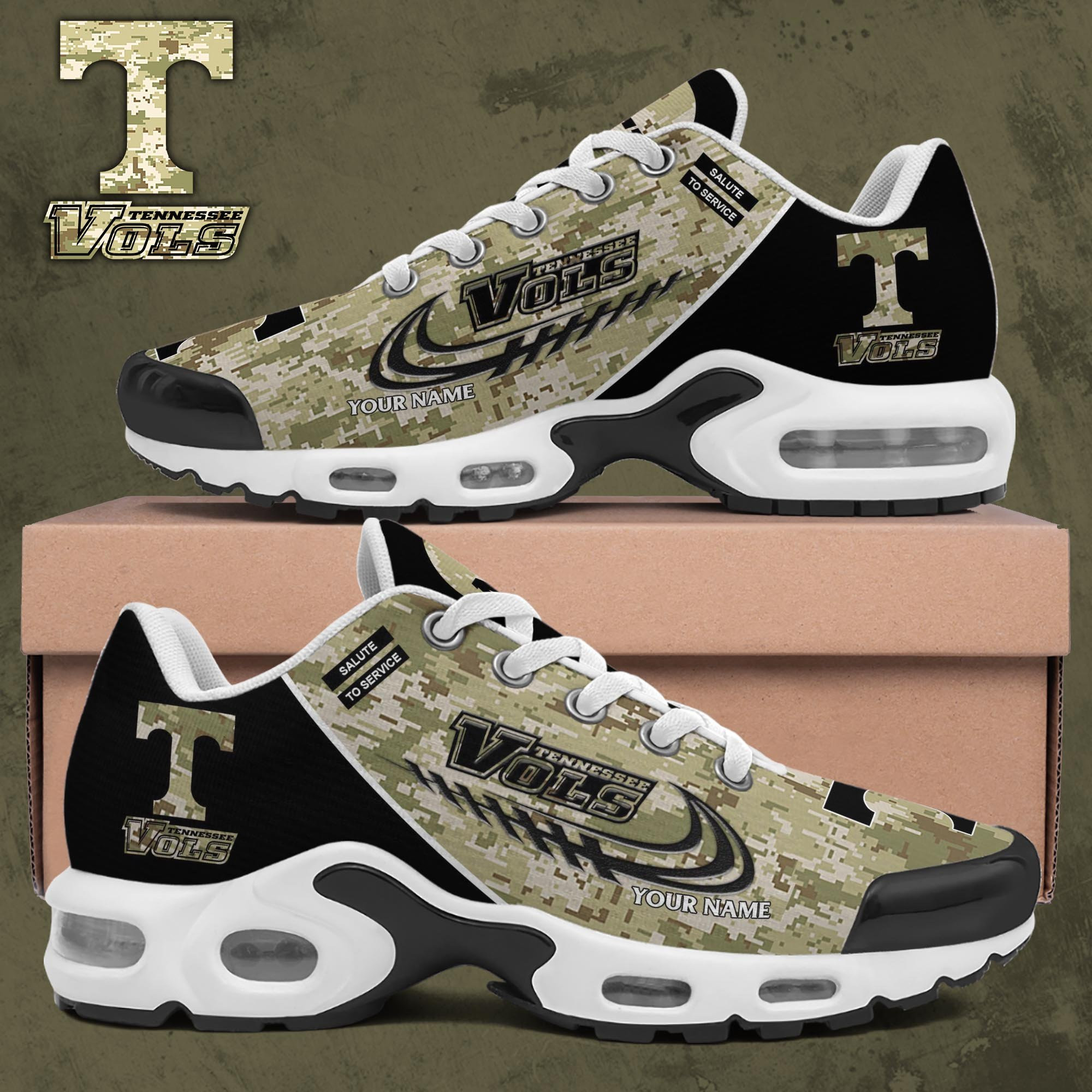 Tennessee Volunteers Shoes 2026 Version Custom Name, Camouflage Shoes, Gifts For Football Lovers Ph636
