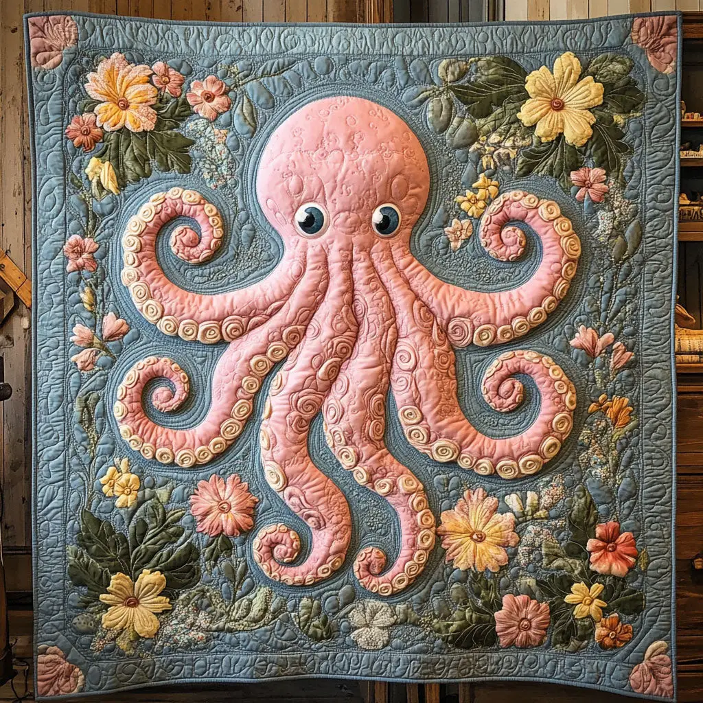 Tentacles in Bloom Quilt Throws And Blankets Awesome Mother's Day Gifts 2025 Tentacles in Bloom Quilt Throws And Blankets Awesome Mother's Day Gifts 2025 - Image 1