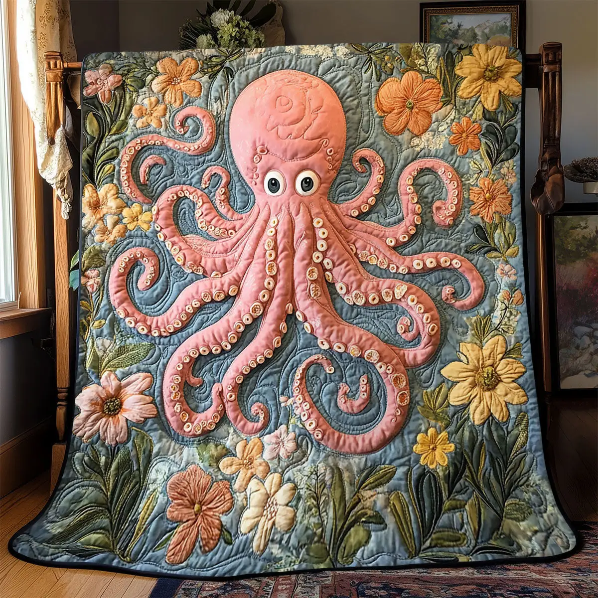 Tentacles in Bloom Quilt Throws And Blankets Mother's Day Gift Ideas For Wife