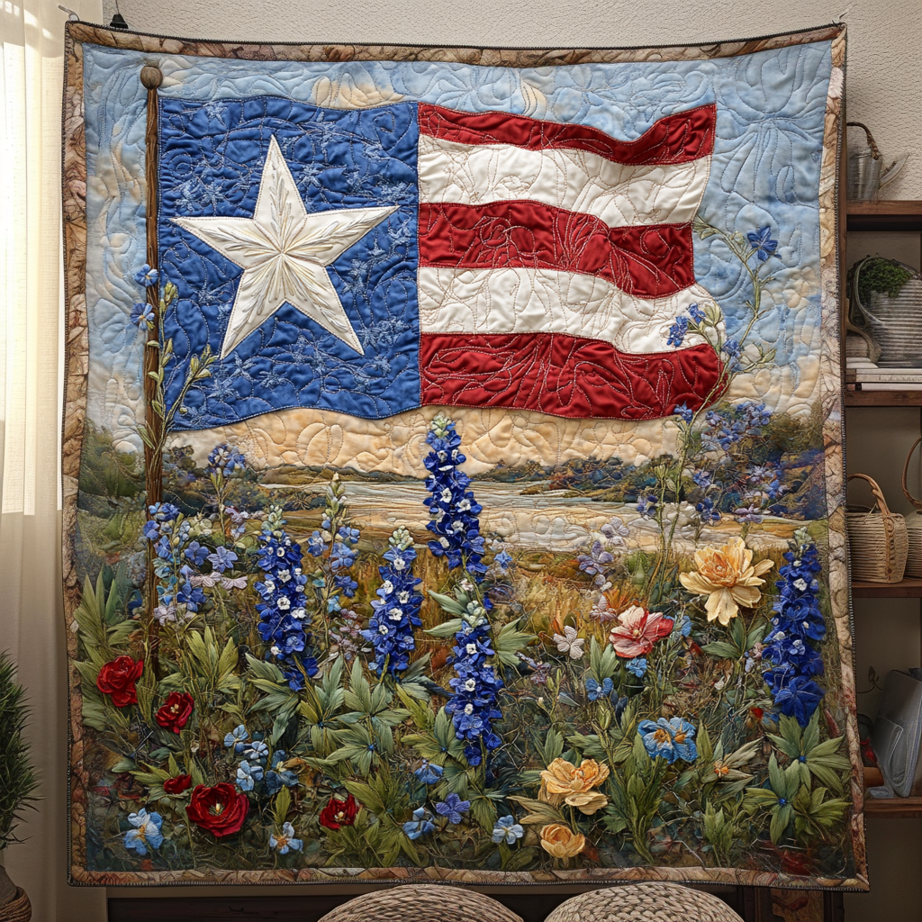 Texas Bluebonnet Bliss Quilted Blanket Best Throw Blanket Family Christmas Gifts