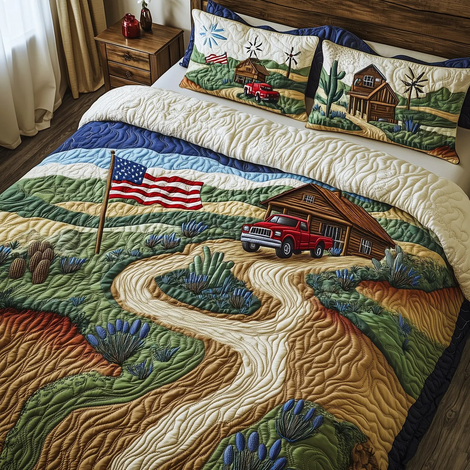 Texas Country Road  Quilted Bedding Set Best Bedding Sets Unique Gifts For Mom