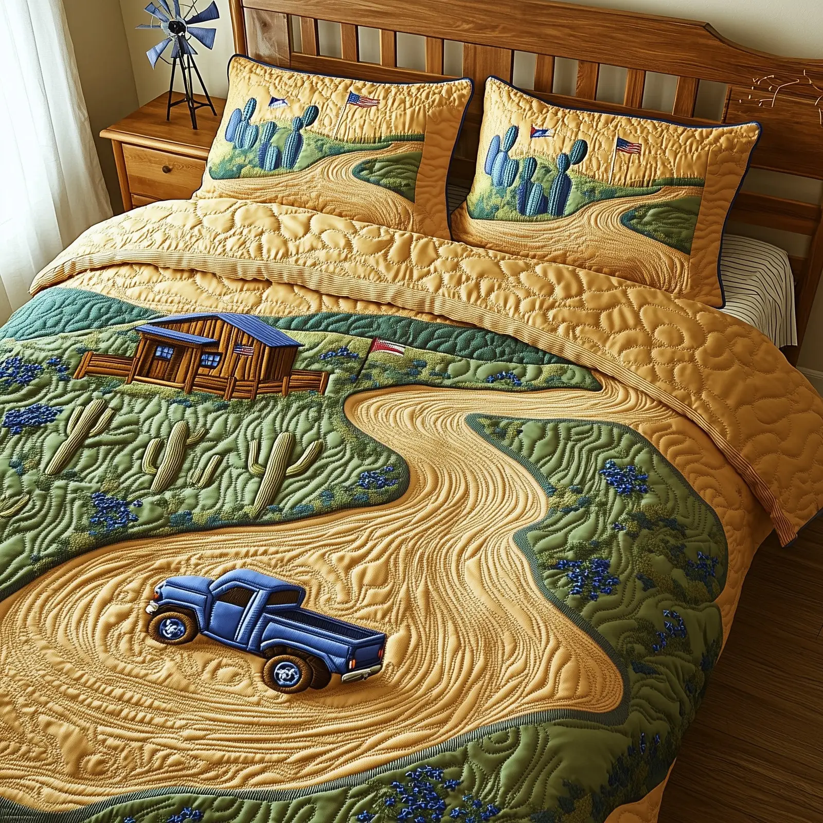 Texas Heritage Land  Quilted Bedding Set Best Luxury Sheets 4Th Of July Employee Gifts