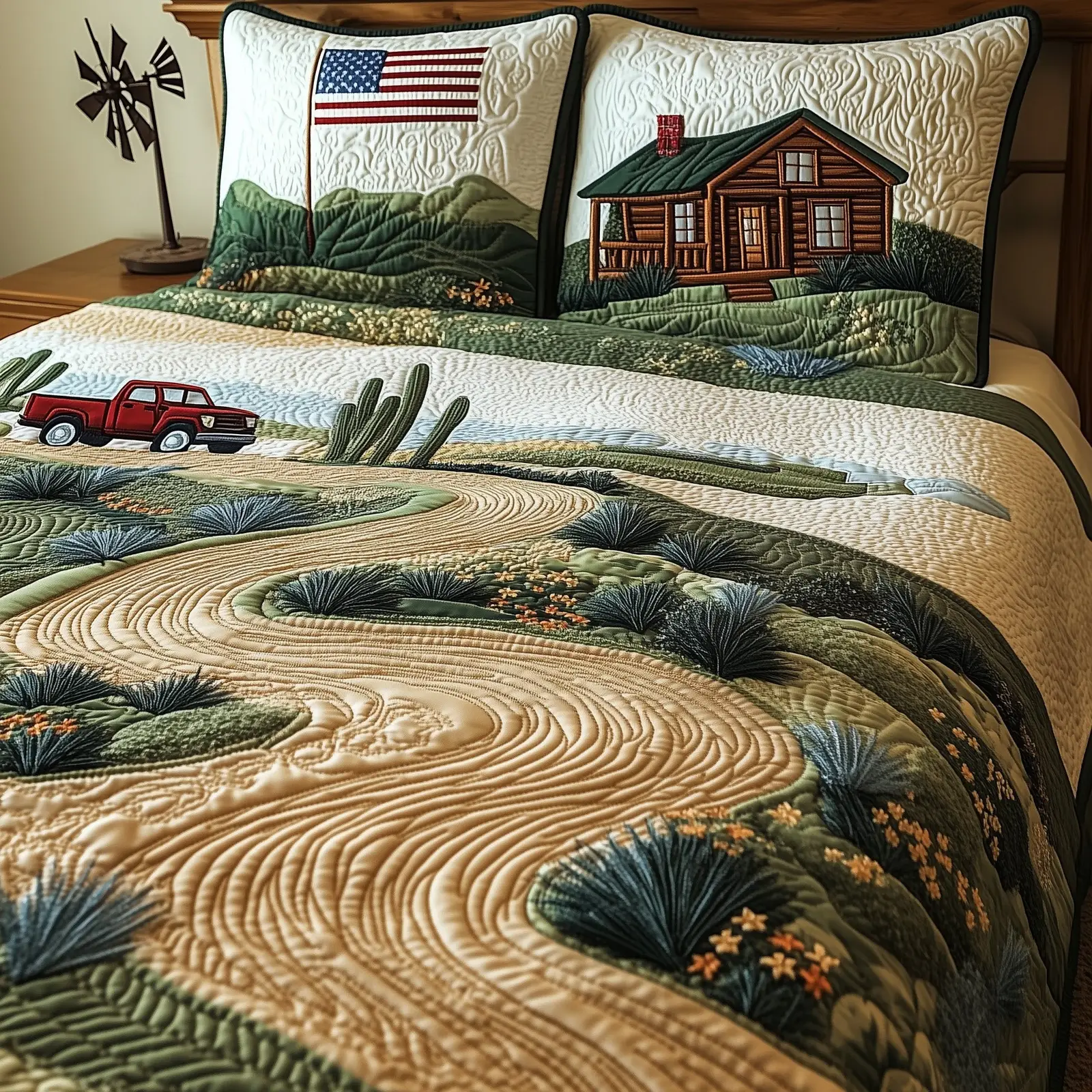 Texas Heritage Land  Quilted Bedding Set Best Luxury Sheets 4Th Of July Neighbor Gifts