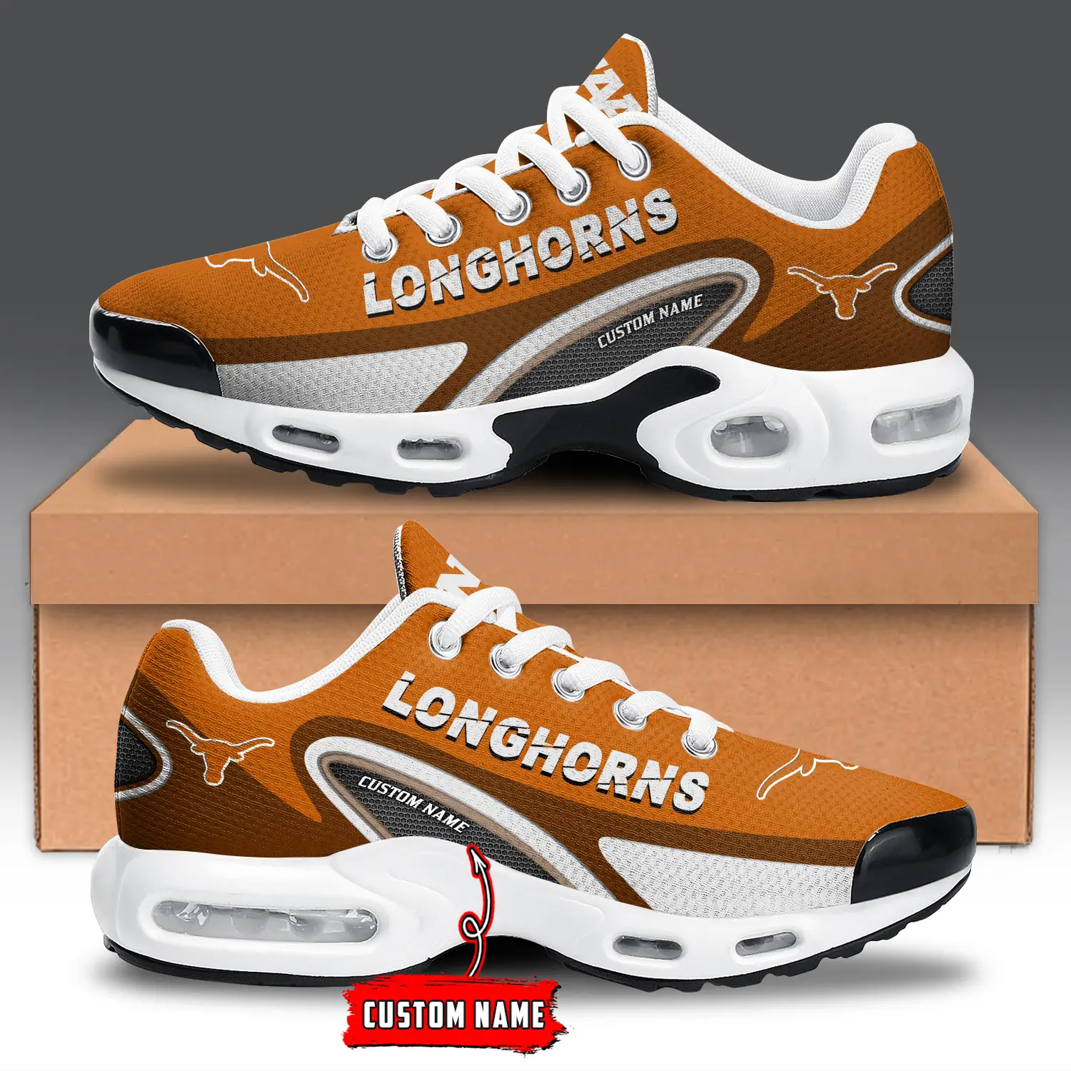 Texas Longhorns Air Max Plus Shoes Sneakers For Men And Women Texas Longhorns Air Max Plus Shoes Sneakers For Men And Women - Image 1