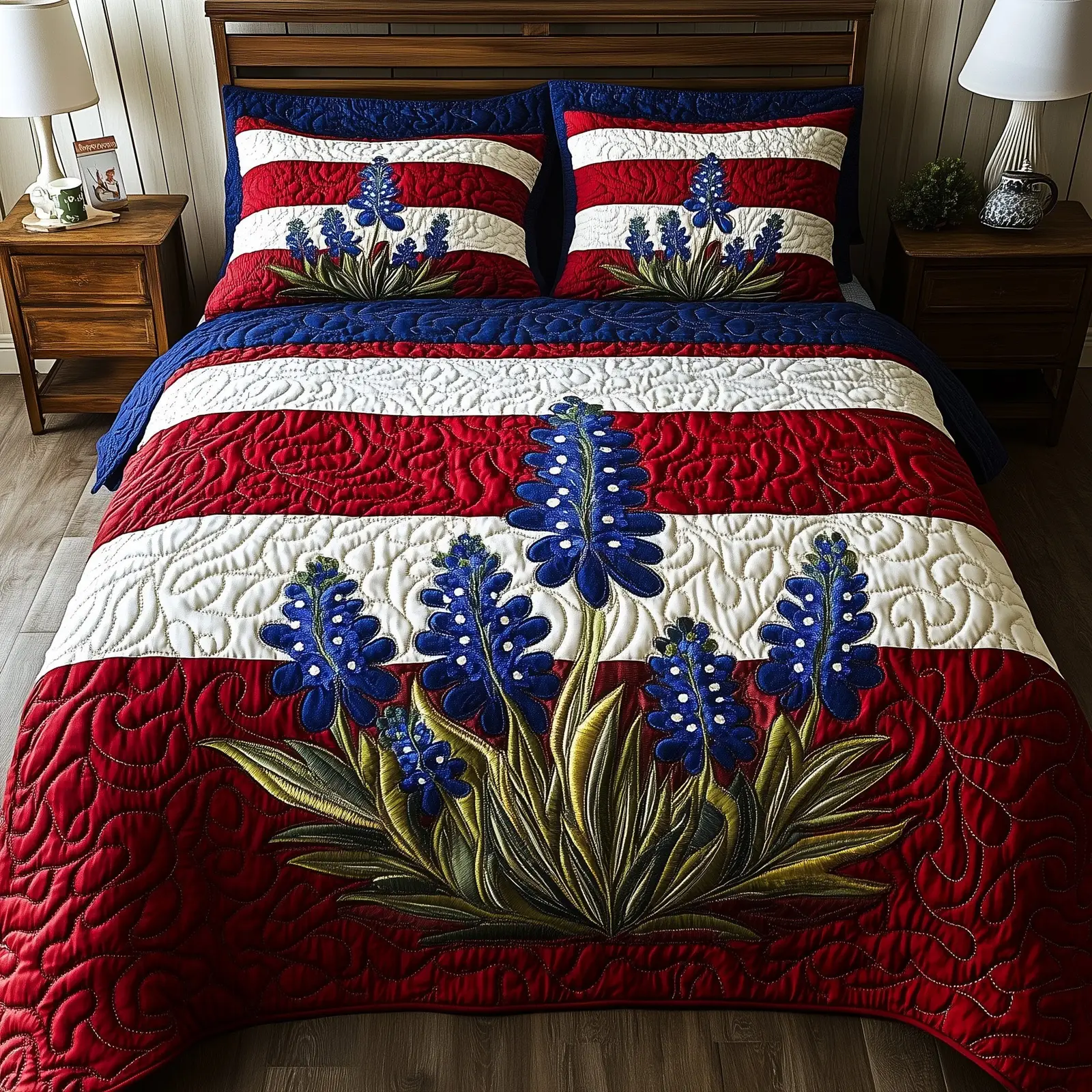 Texas Pride Quilted Bedding Set Bed Sheet Set Fourth Of July Hostess Gifts Texas Pride Quilted Bedding Set Bed Sheet Set Fourth Of July Hostess Gifts - Image 1