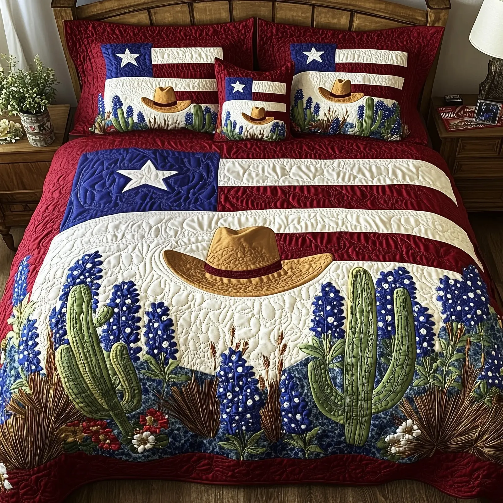 Texas Pride Quilted Bedding Set Best Luxury Sheets 4Th Of July Client Gifts Texas Pride Quilted Bedding Set Best Luxury Sheets 4Th Of July Client Gifts - Image 1