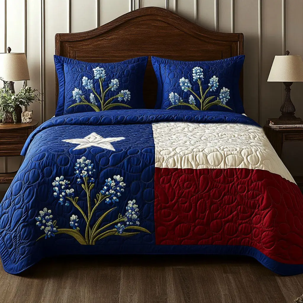 Texas Pride Quilted Bedding Set Queen Size Quilt Holiday Gift For Sister