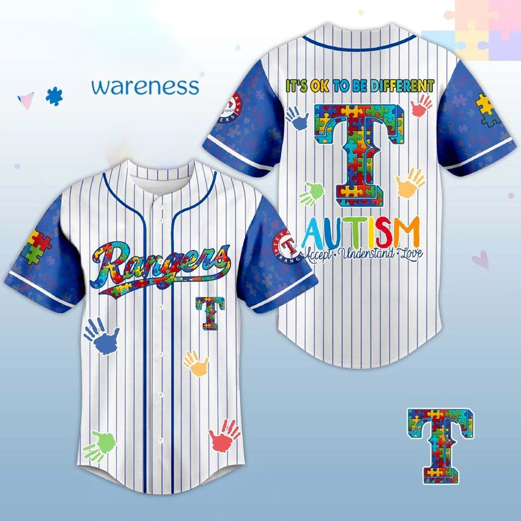 Texas Rangers Autism Awareness 2026 Jersey Texas Rangers Merch Gifts For Baseball Fans