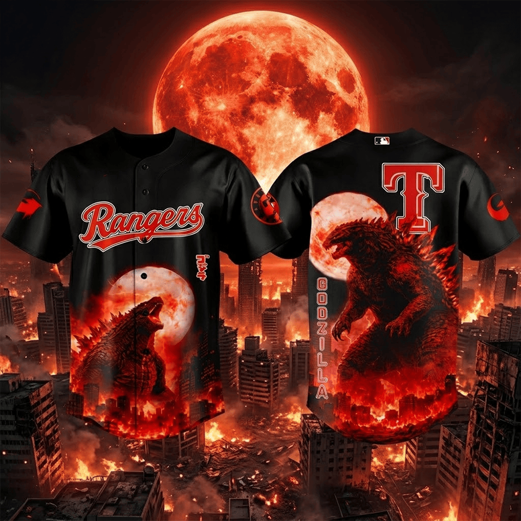 Texas Rangers Godzilla King Of The Monsters 2026 Baseball Jersey Gifts For Baseball Fans