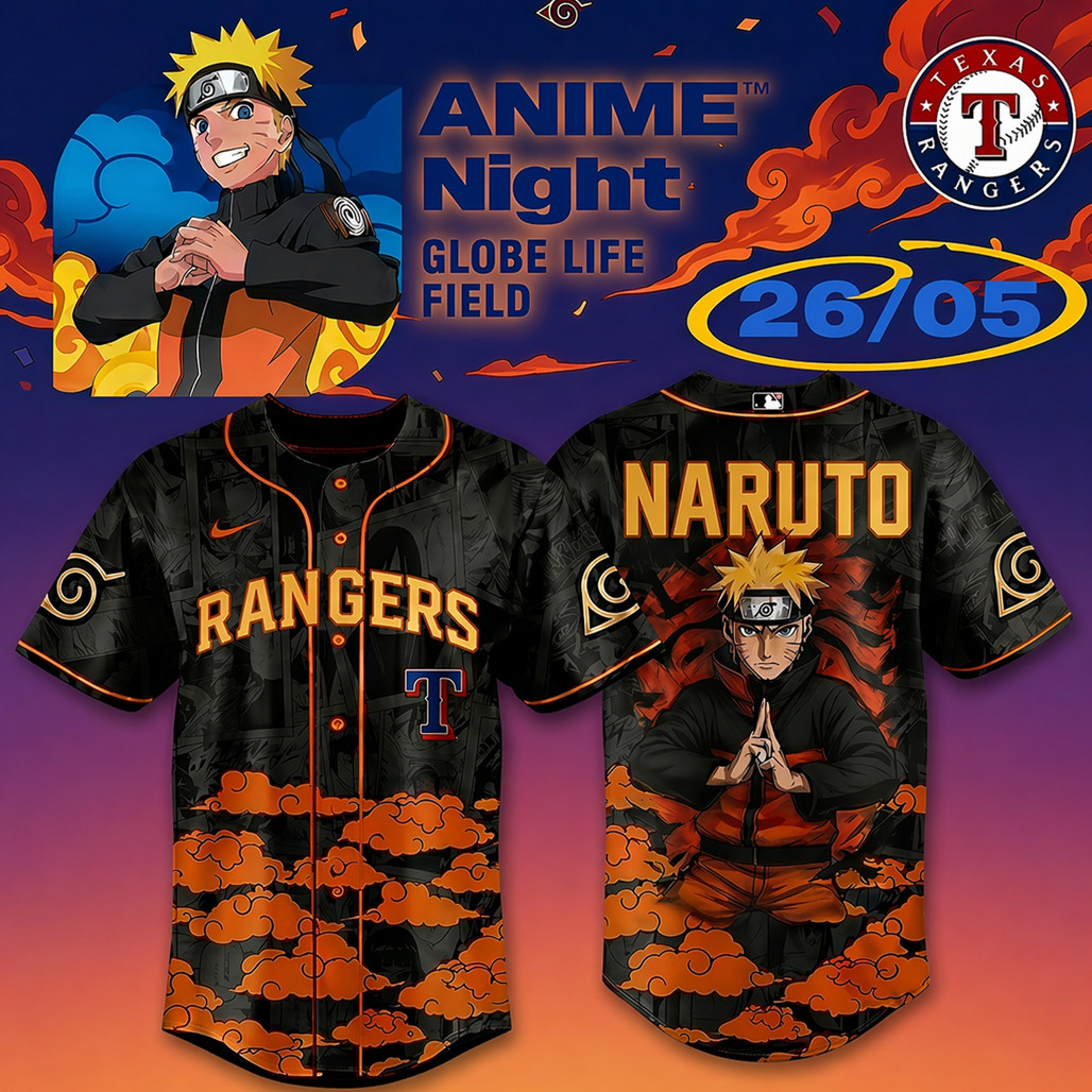 Texas Rangers Naruto Anime Night 2026 Baseball Jersey Texas Rangers Naruto Anime Night 2026 Baseball Jersey - Image 1