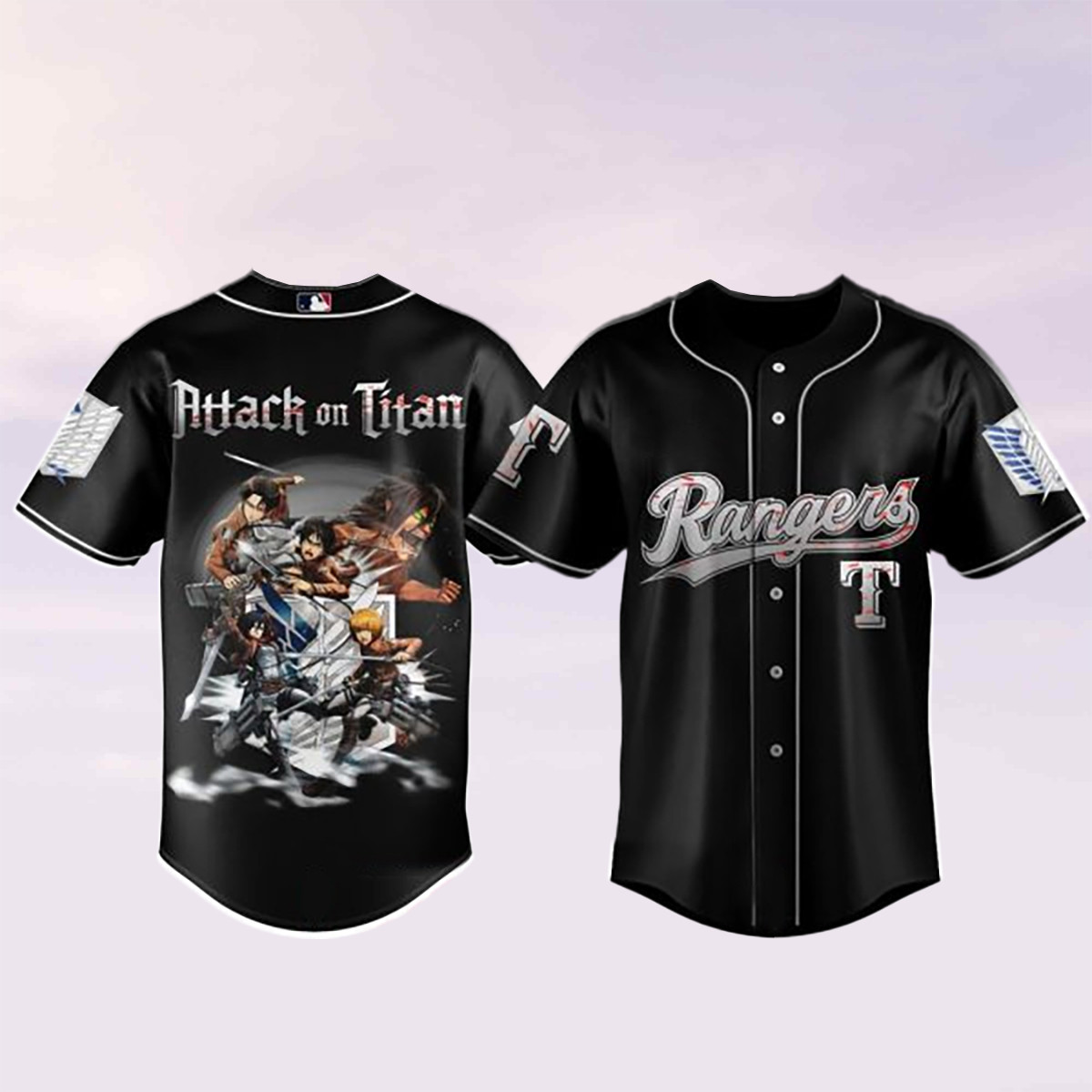 Texas Rangers x Attack On Titan 2026 Jersey Shirt Cool Clothes Gift For Men Texas Rangers x Attack On Titan 2026 Jersey Shirt Cool Clothes Gift For Men - Image 1