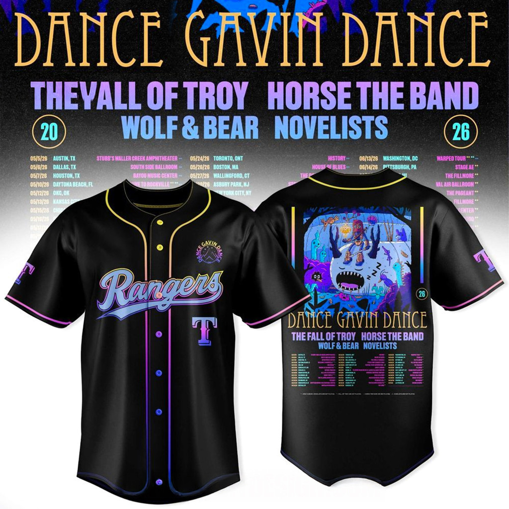 Texas Rangers X Dance Gavin Dance 2026 Tour Jersey Rangers Merch Gifts Ideas For Husband