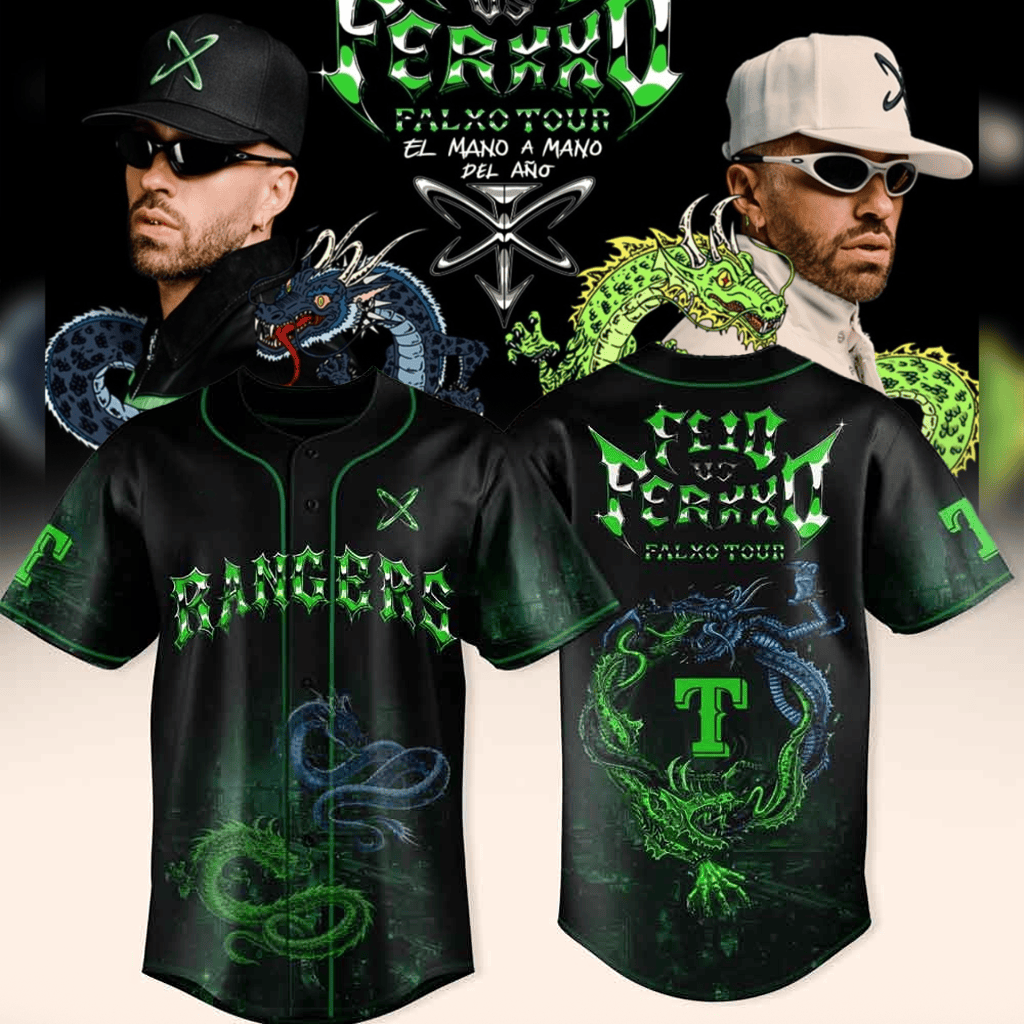 Texas Rangers x Feid Ferxxo Falxo Tour 2026 Baseball Jersey Texas Rangers Merch Fan Gifts