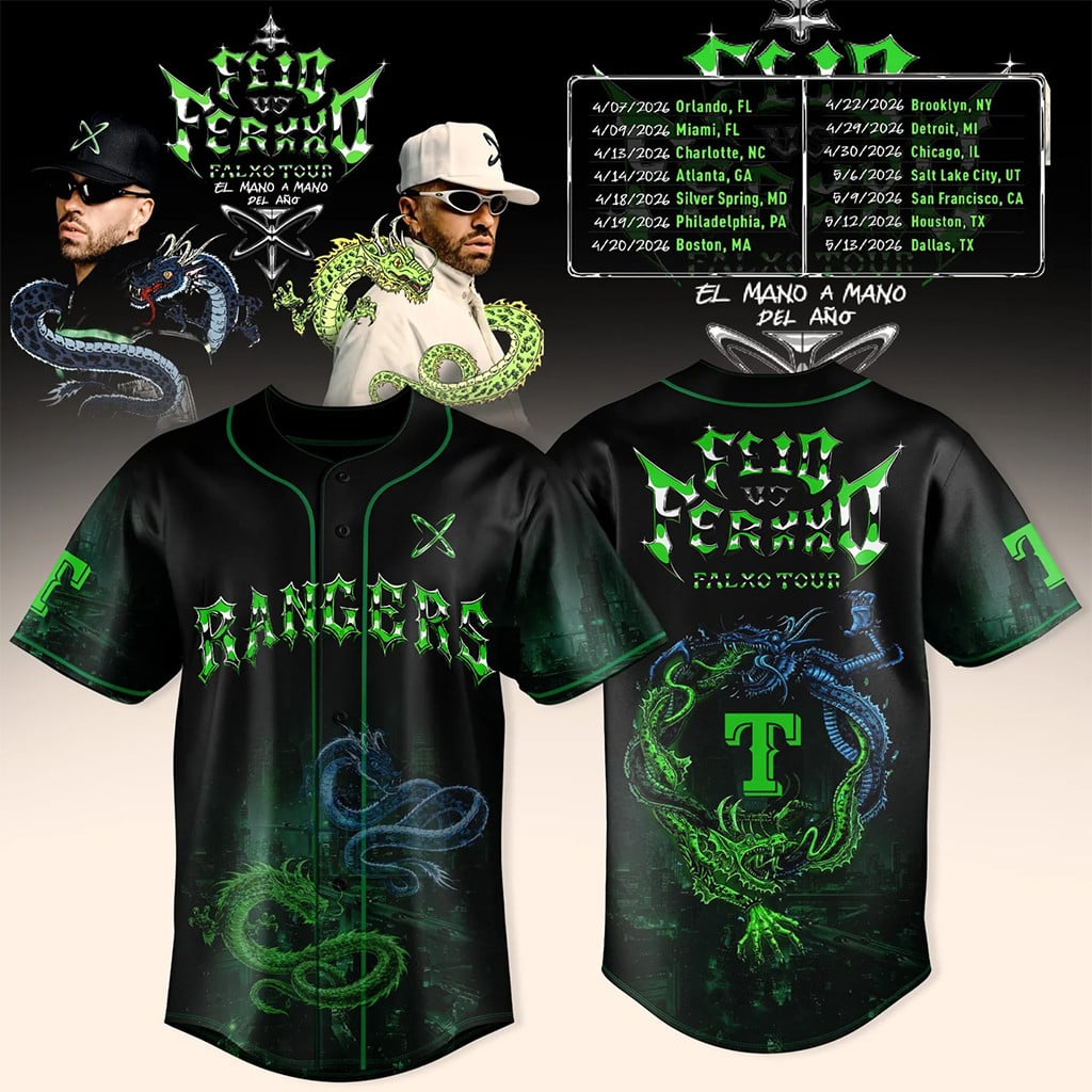 Texas Rangers X Feid vs Ferxxo Falxo Tour 2026 Baseball Jersey Texas Rangers Merch Fan Gifts