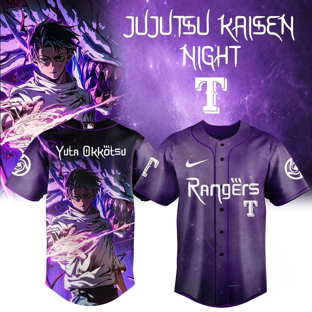Texas Rangers X Jujutsu Kaisen Night Baseball Jersey 2026 Texas Rangers Merch Gifts For Fans