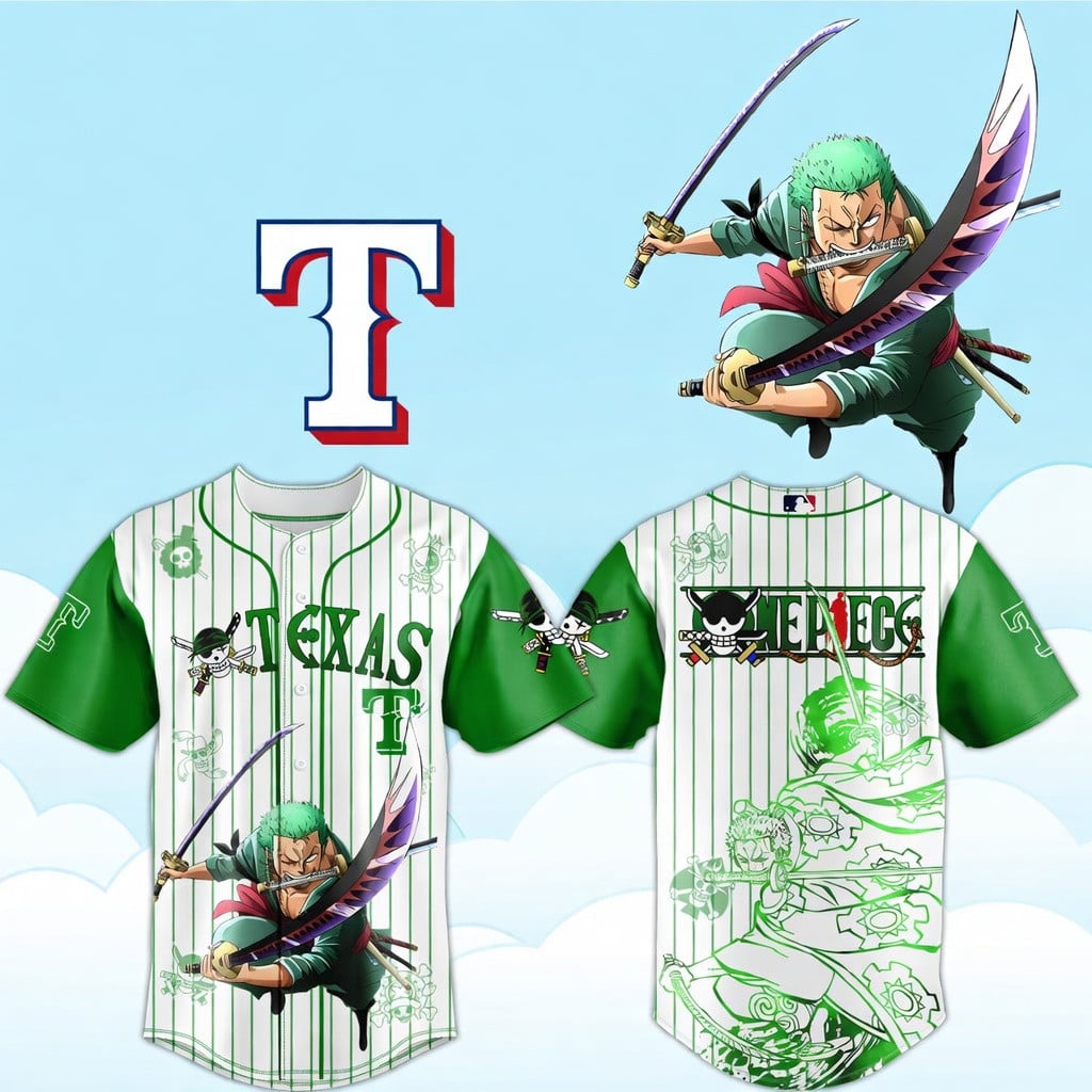 Texas Rangers X One Piece 2026 Baseball Jersey Rangers Merch Gifts For One Piece Fans
