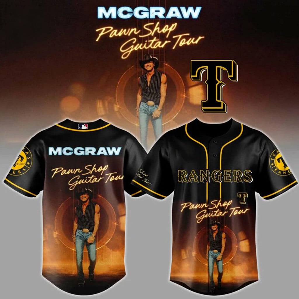 Texas Rangers x Tim McGraw Pawn Shop Guitar Tour Jersey Rangers Merch Gifts For Him