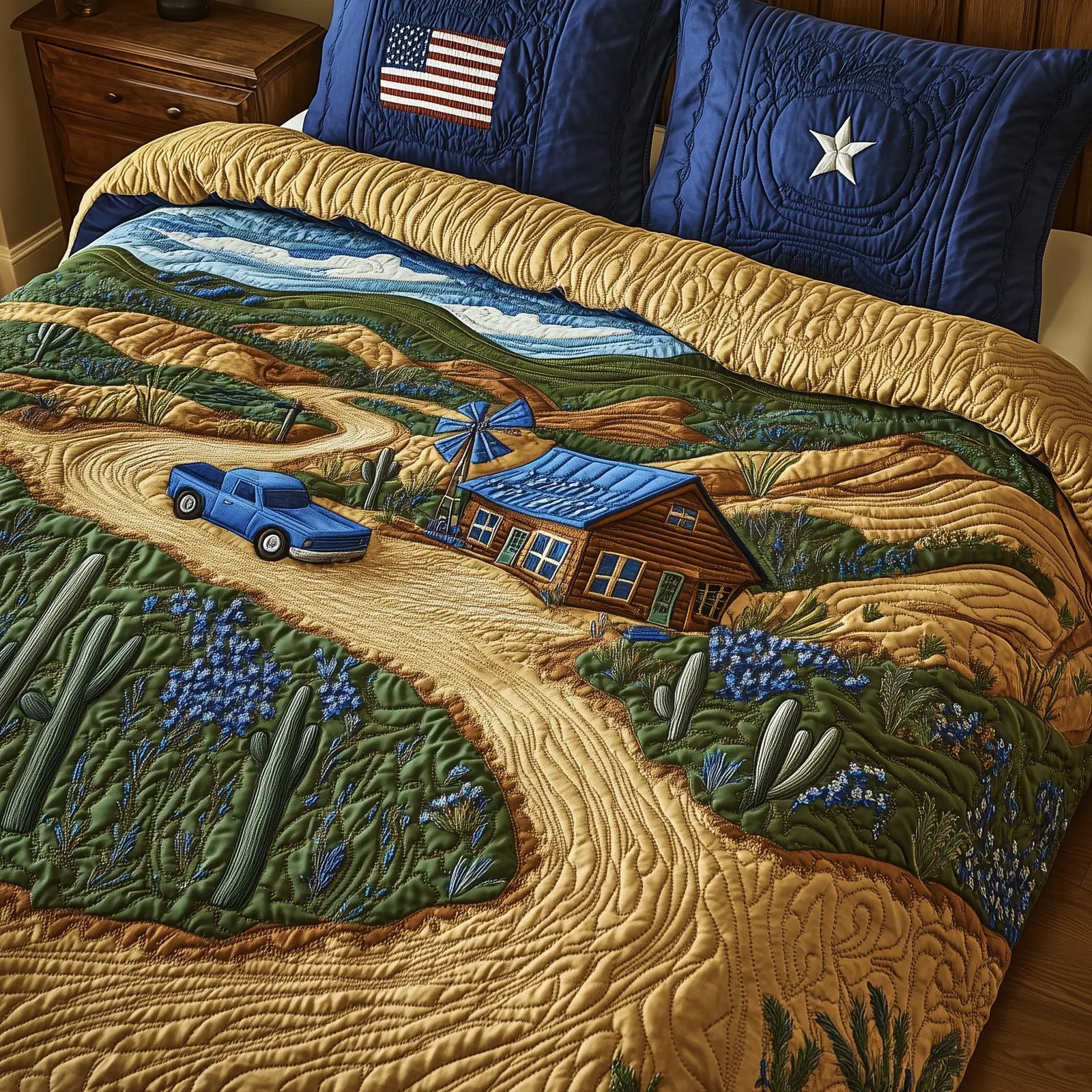 Texas Wild Spirit  Quilted Bedding Set Best Luxury Sheets 4Th Of July Employee Gifts