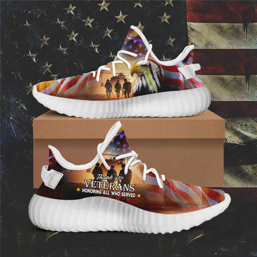 Thank You Veterans Honoring All Who Served Sneakers Thin Green Line Eagle Patriotic Shoes Thank You Veterans Honoring All Who Served Sneakers Thin Green Line Eagle Patriotic Shoes - Image 1