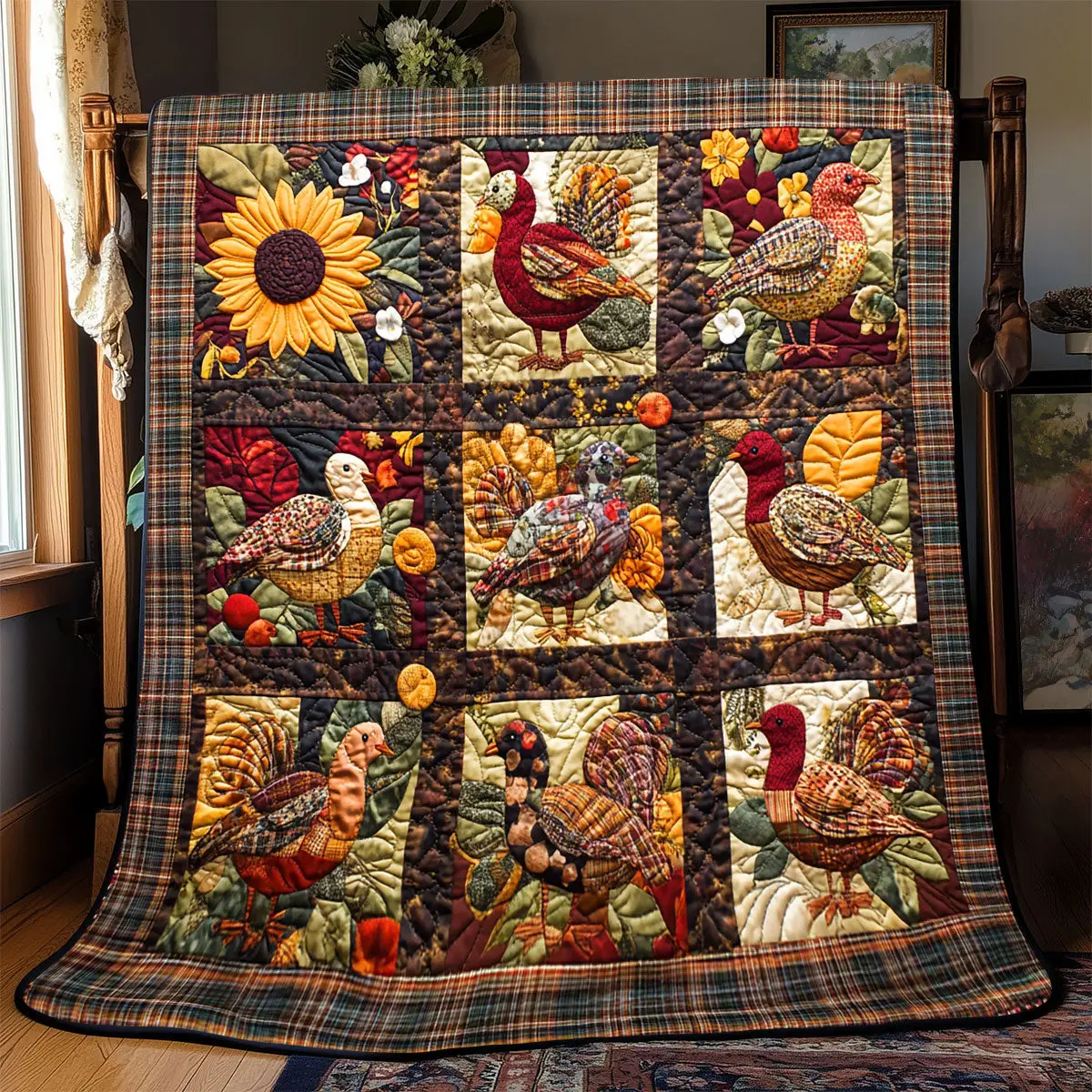 Thanksgiving Turkey Quilted Blankets Meaningful Father's Day Gifts