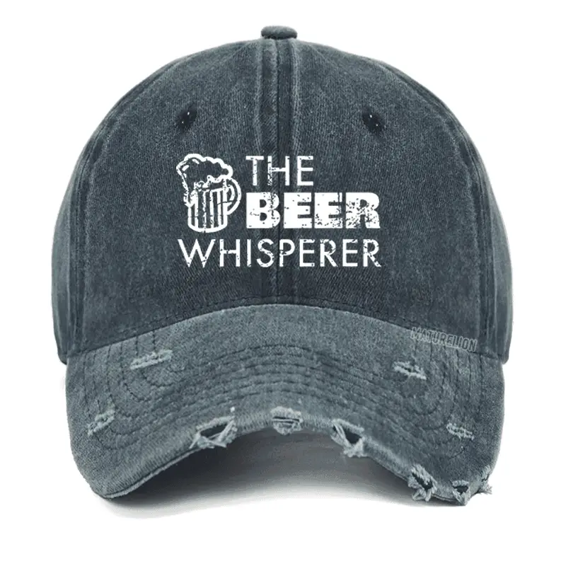 The Beer Whisperer Washed Vintage Cap Sarcastic Men’s Tee – Funny Saying Graphic Shirt