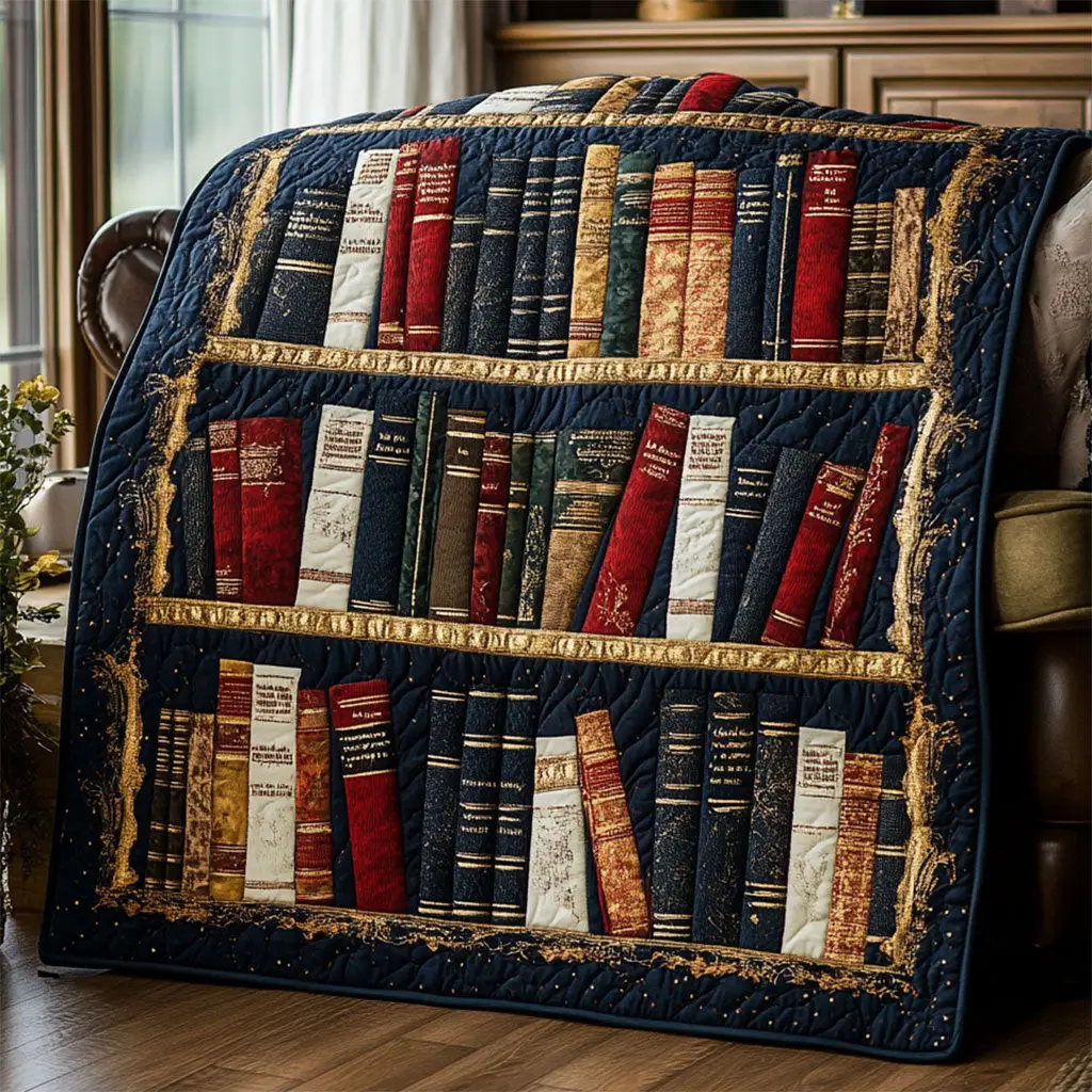 The Bookcase Heirloom Quilt Trendy Quilt Blanket for Modern Home Interiors