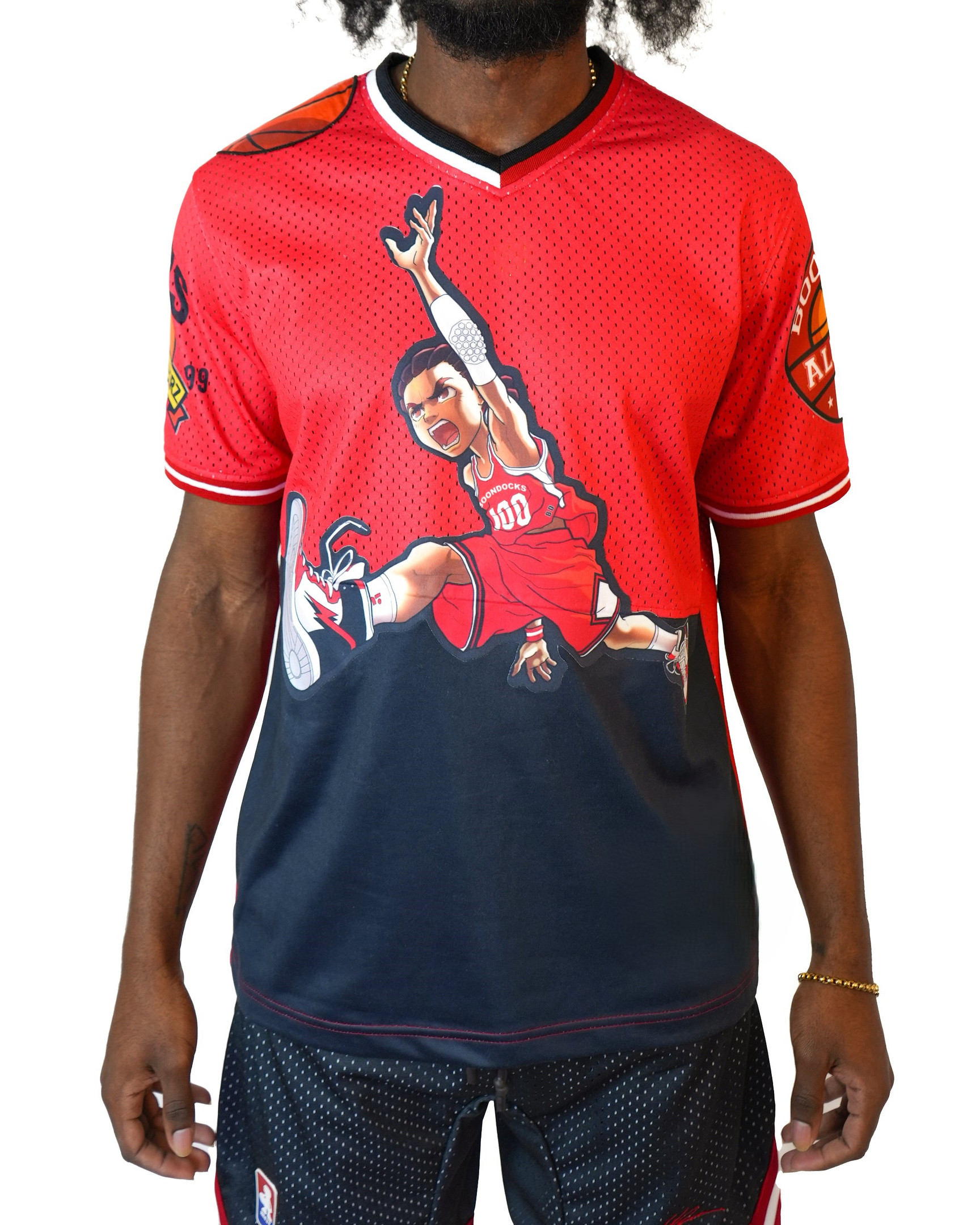 The Boondocks Merch V-Neck Jersey Riley Freeman Basketball Apparel Cool Gift For Friends
