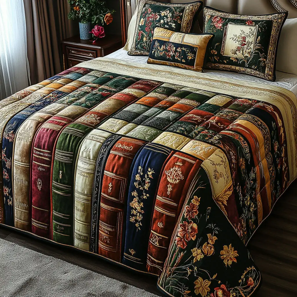The Classic Novel Nook Quilted Bedding Set Cute Room Decor Gifts For Book Worm The Classic Novel Nook Quilted Bedding Set Cute Room Decor Gifts For Book Worm - Image 1