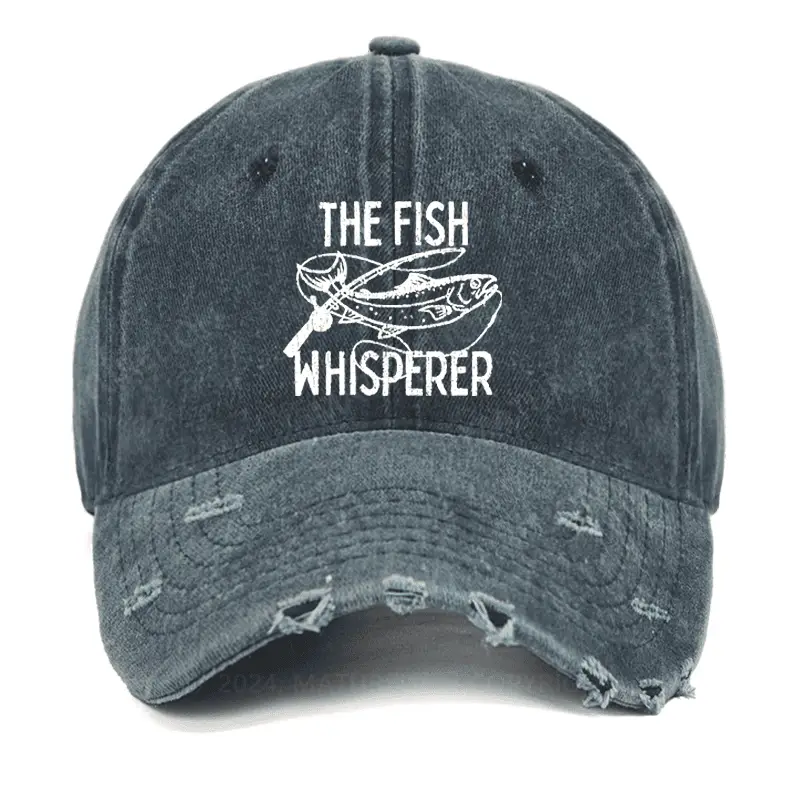 The Fish Whisperer Funny Fishing Washed Vintage Cap Humorous T-Shirt for Men – Funny Saying Gra