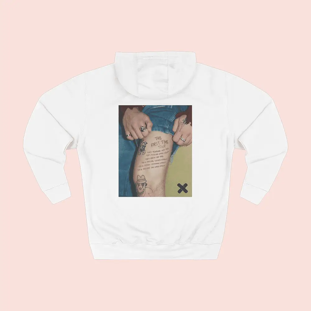The Kid LAROI Merch The First Time Tour Tattoo White Hoodie TKL Tour Merch Fan Gifts The Kid LAROI Merch The First Time Tour Tattoo White Hoodie TKL Tour Merch Fan Gifts - Image 1