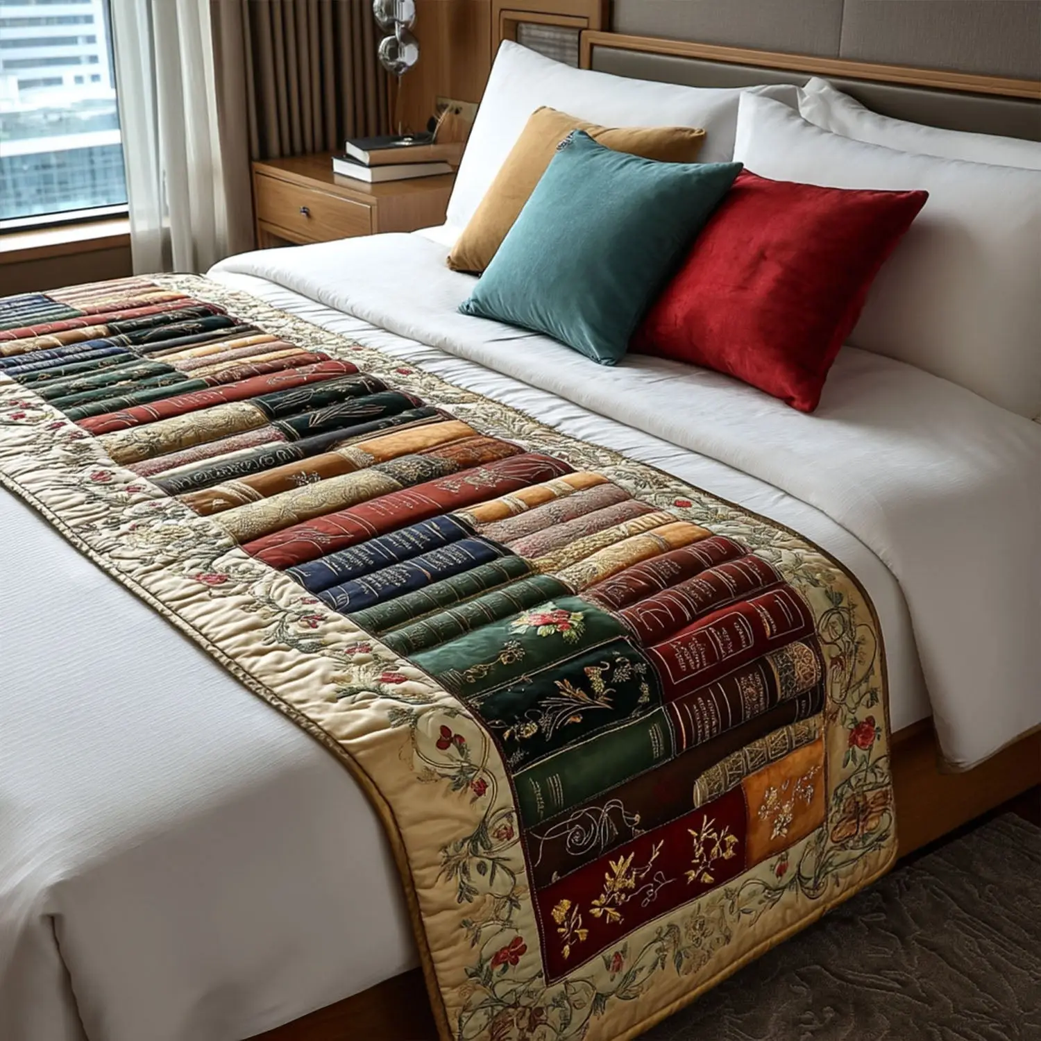 The Library Retreat Quilted Bed Runner Library Retreat Reading Gift