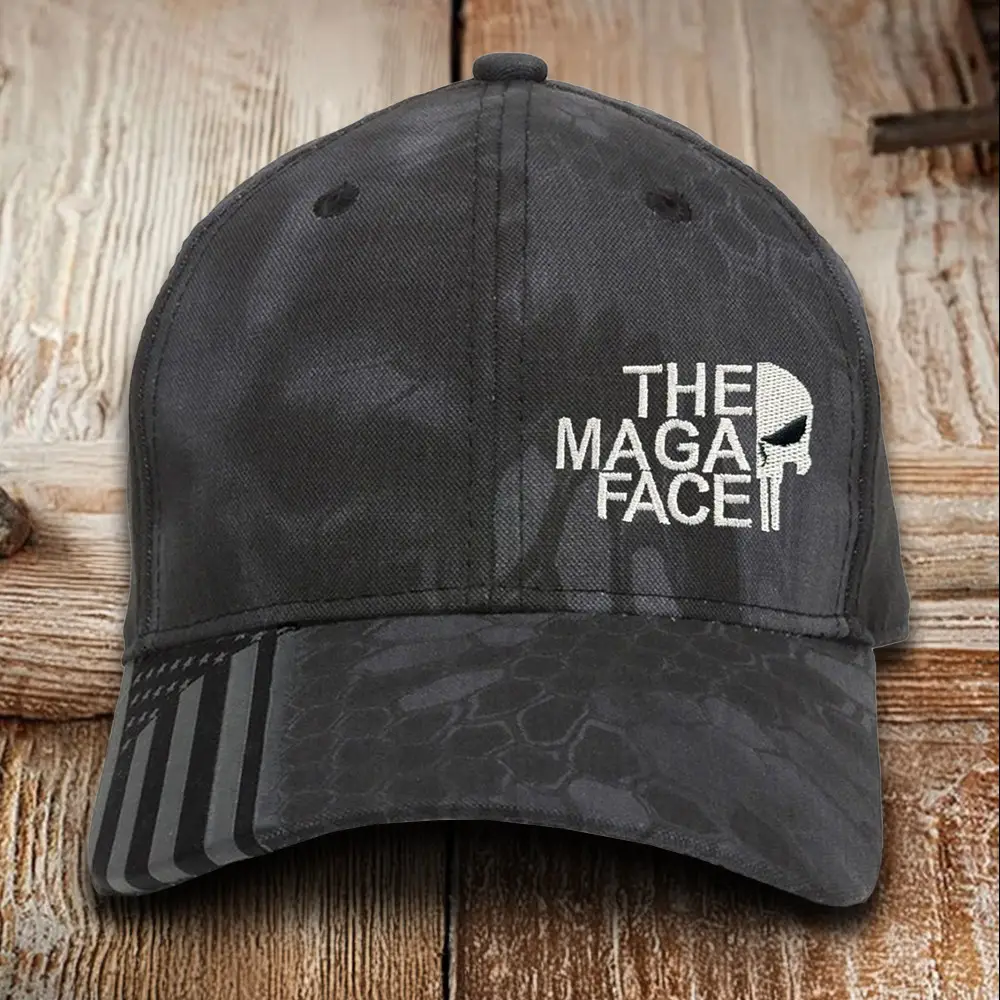 The MAGA Face Skull Embroidered Camo Hat Trump 2024 Hat Gifts For MAGA Supporters