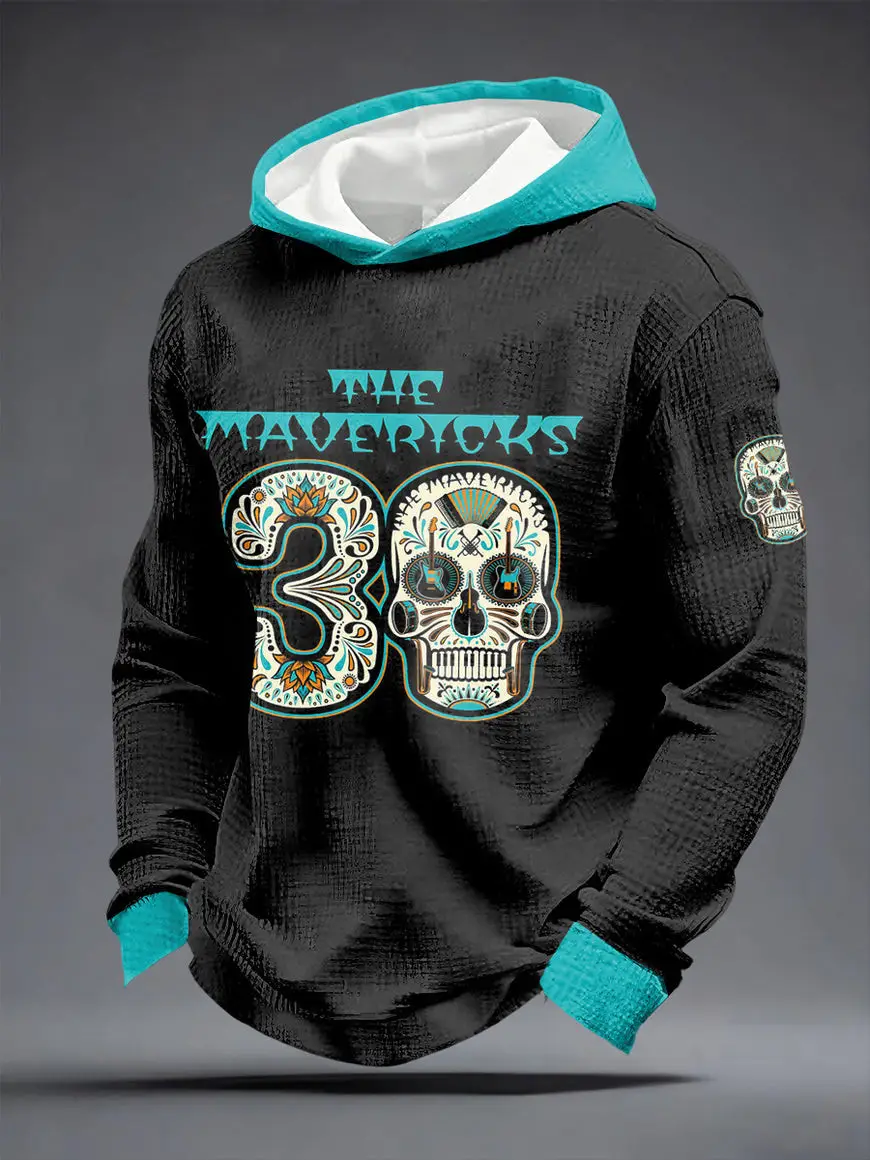 The Mavericks Merch 30th Anniversary World Tour Sweatshirt Sugar Skull Pattern Music Clothing