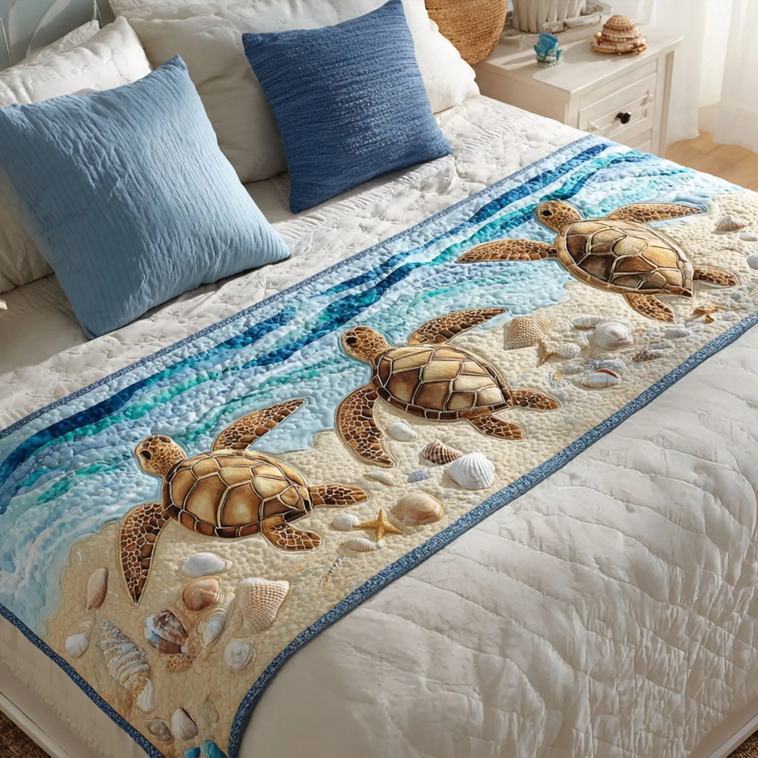 The Peaceful Path Quilted Bed Runner Peaceful Path Journey Relaxation Gift for Mom