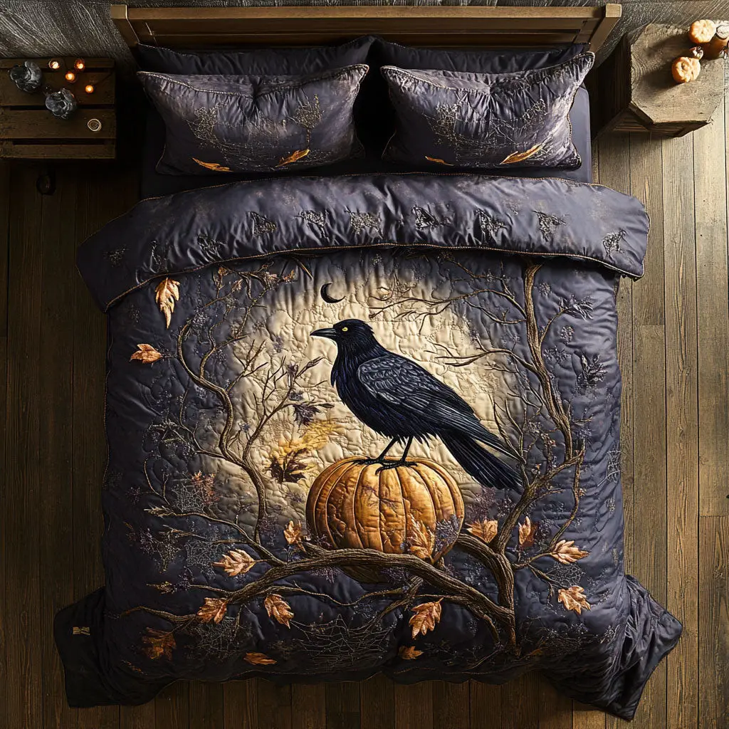 The Raven's Lantern Quilted Bedding Set Duvet Cover Bedspread Best Gifts For Couples The Raven's Lantern Quilted Bedding Set Duvet Cover Bedspread Best Gifts For Couples - Image 1
