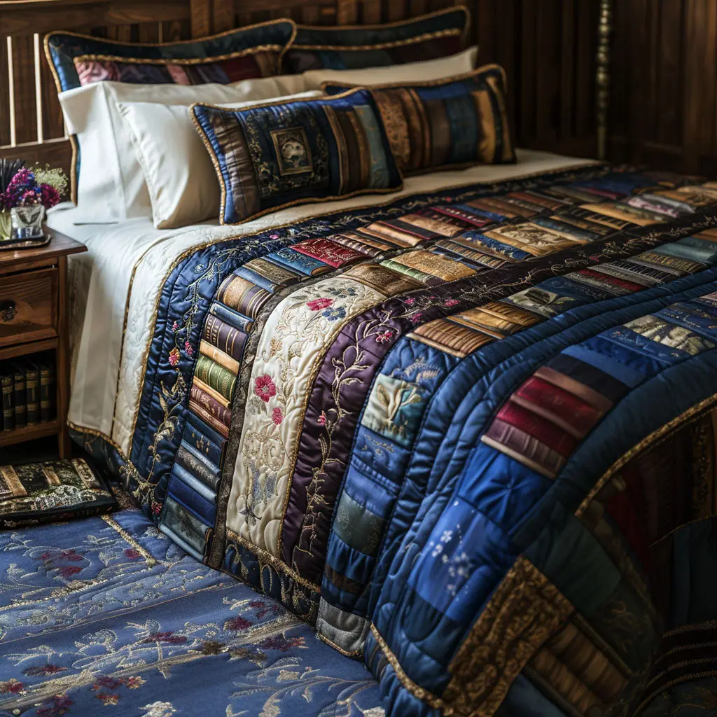 The Reading Retreat Quilted Bedding Set Best Bedspread Set Great Book Themed Gifts