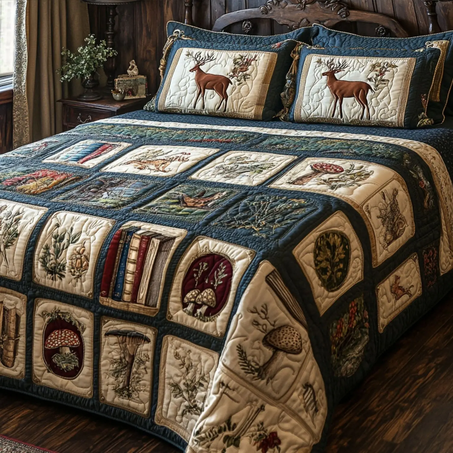 The Storybook Lodge Quilted Bedding Set Bed Decorations Great Book Lover Gifts The Storybook Lodge Quilted Bedding Set Bed Decorations Great Book Lover Gifts - Image 1