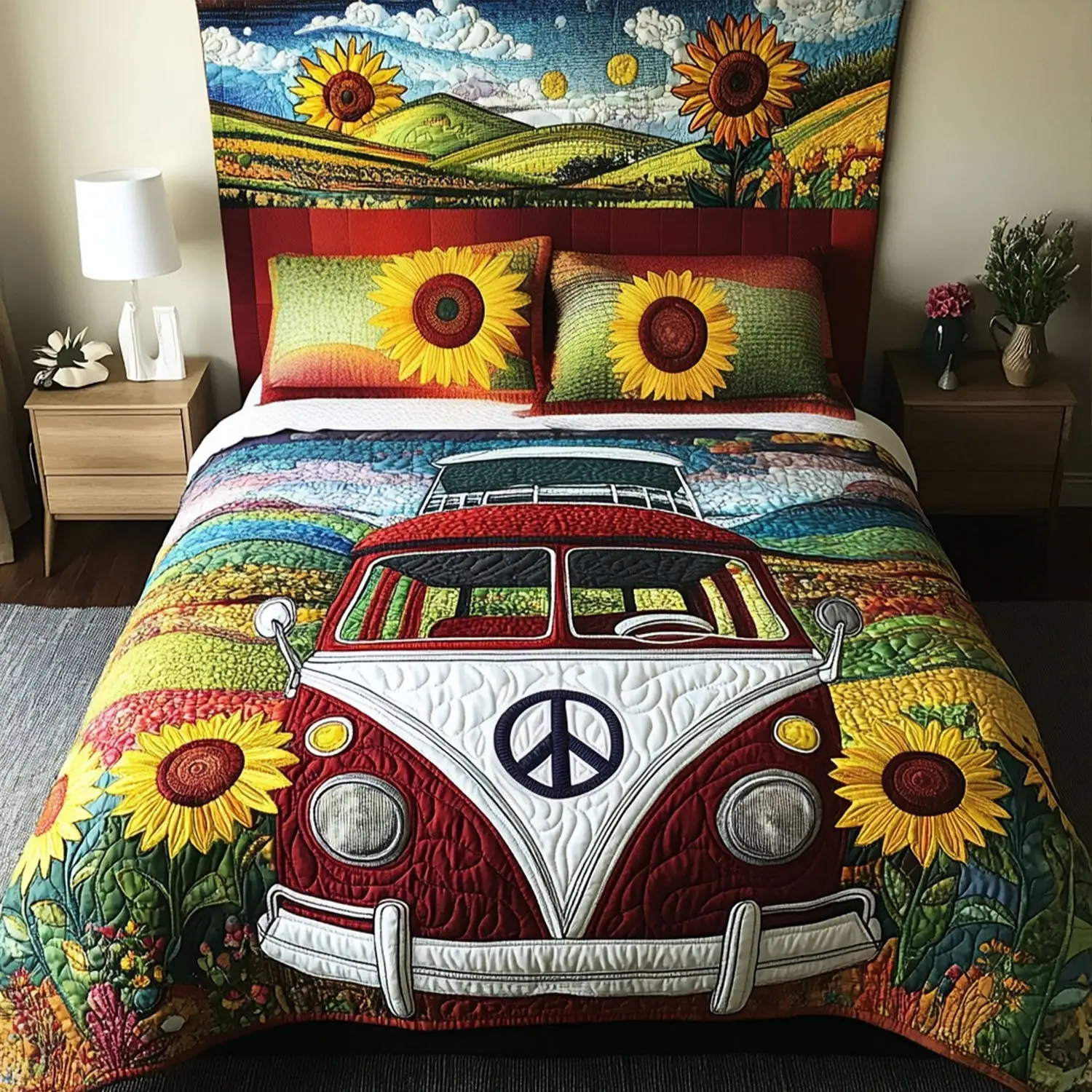 The Sun Chaser Quilted Bedding Set Best Bed Sheet Set Birthday Presents For Hippies