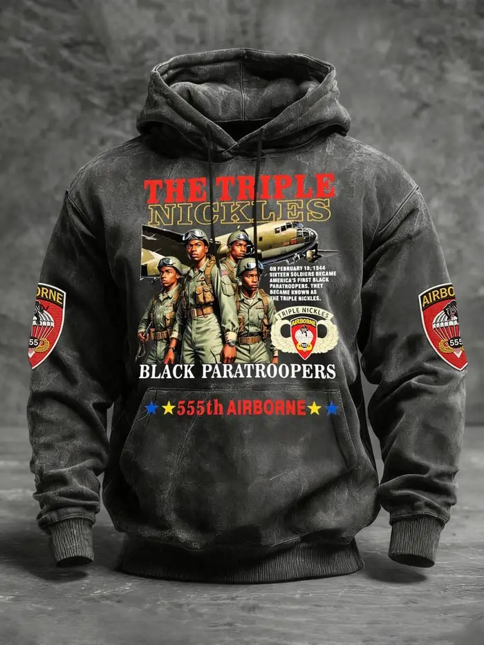 The Triple Nickles 555th Hoodie Black Paratroopers Military History Pullover Gift For Dad