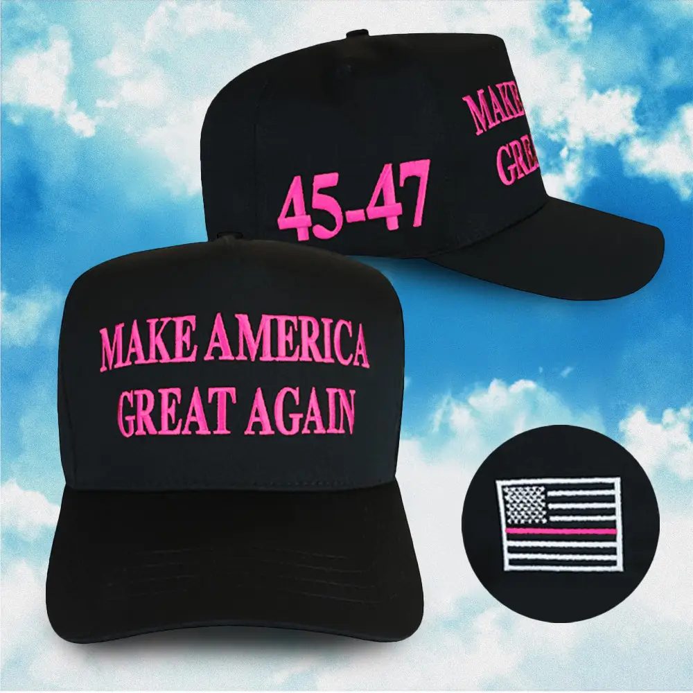 Thin Pink Line 45-47 Hat Victory Triumph Black Hat for Proud Supporters Of America's Triumph